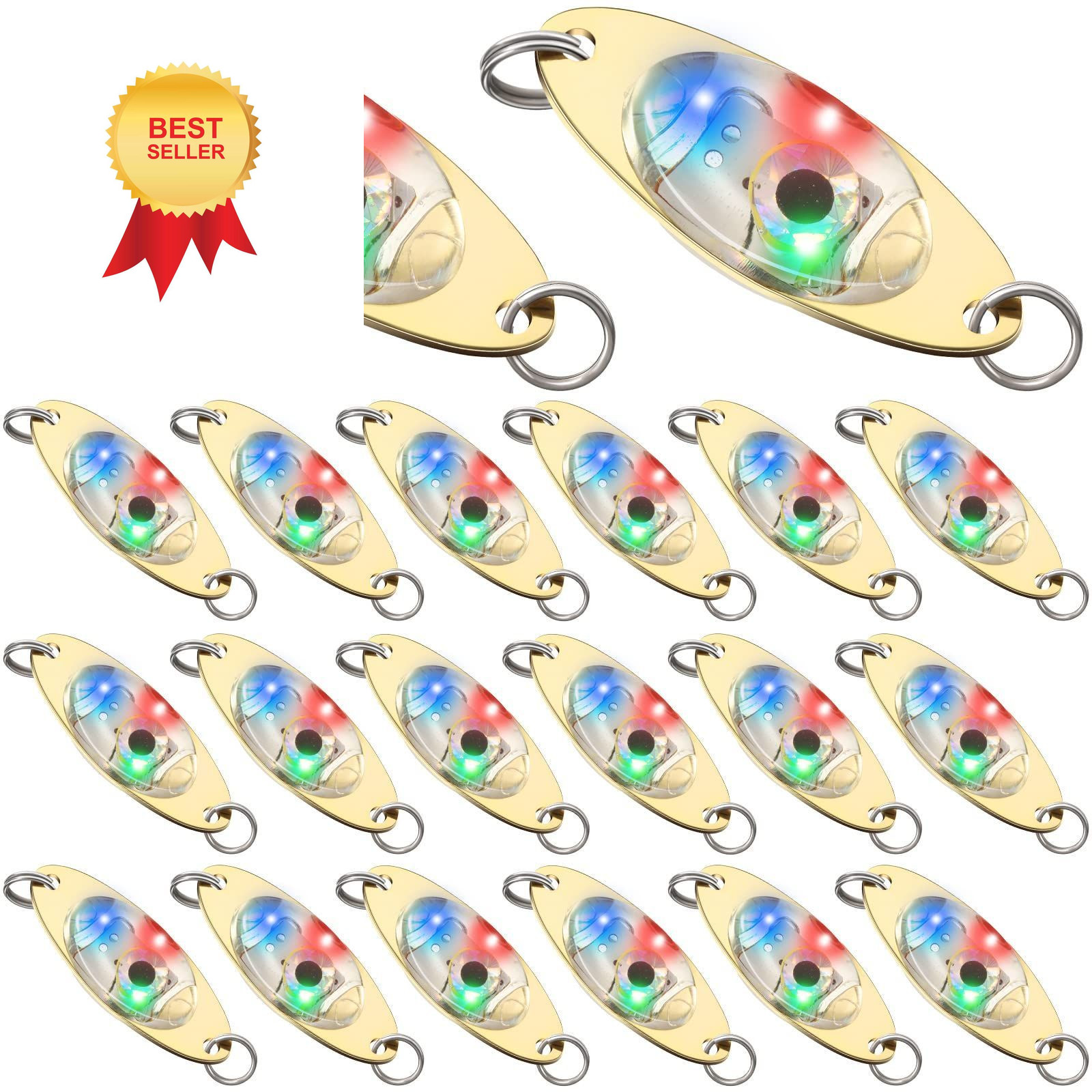 Skylety LED Fishing Lures Spoons 2 x 0.8 Inch/ 5 x 2 cm, Multicolor