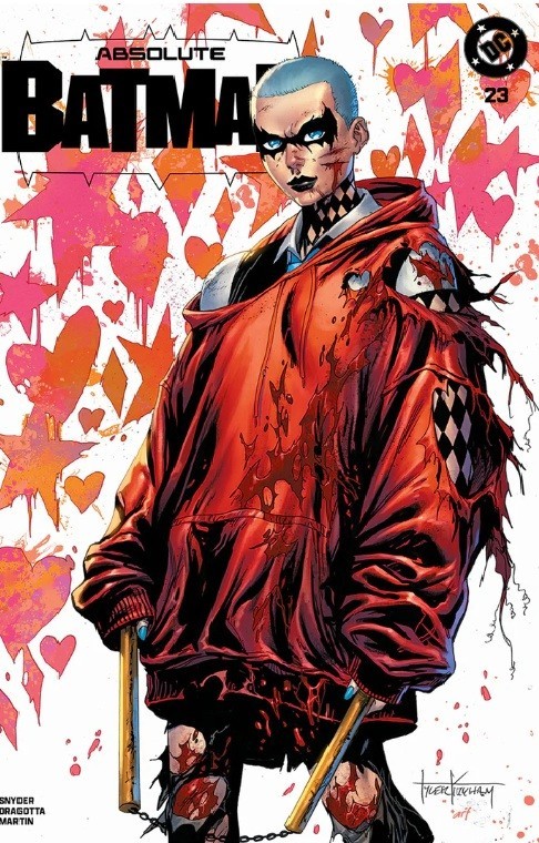 ABSOLUTE BATMAN 23 TYLER KIRKHAM BATTLE DAMAGE HARLEY QUINN VARIANT PRESALE 8/12