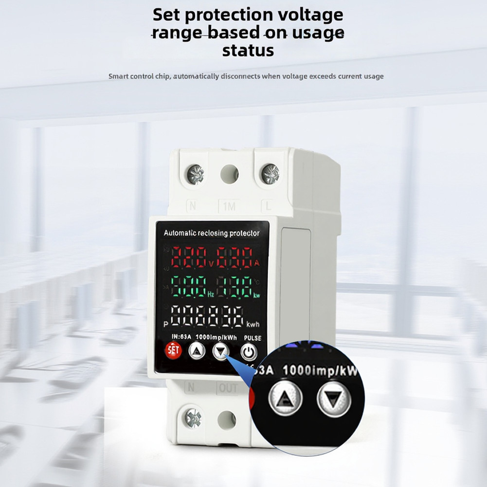 Electric Meter Voltage Protector AC 80V-300V 63A Automatic Disconnect Recovery
