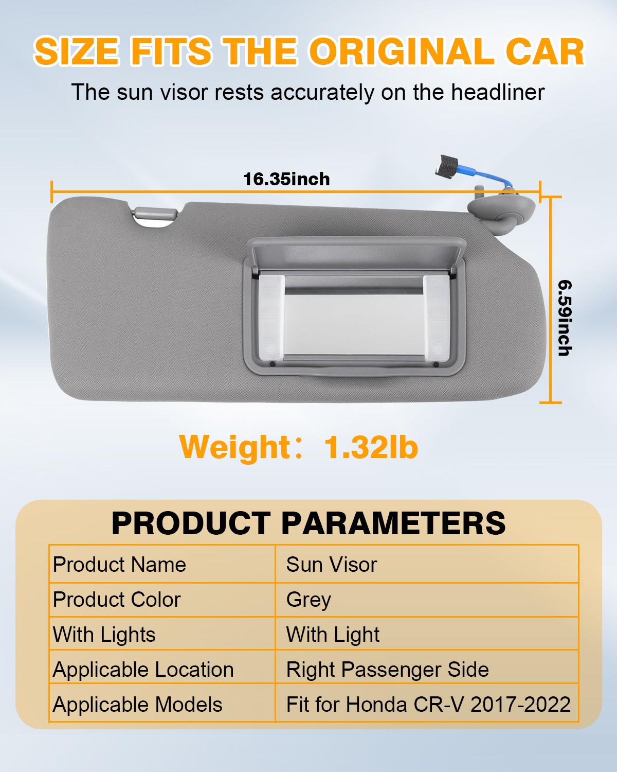 2Pcs Left&Right Sun Visor W/ Lights&mirror for Honda CRV 2017-22 83280TLAA12ZB