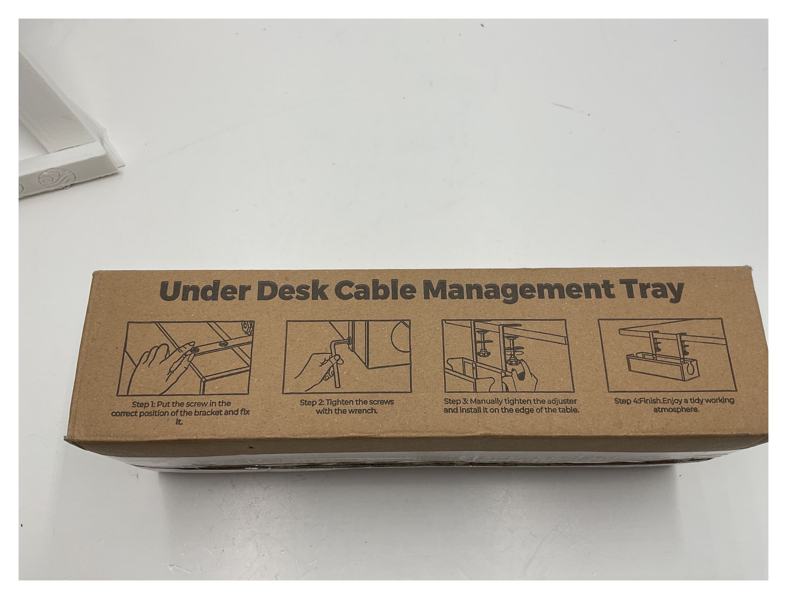 Under Desk Cable Management Tray Clamp-On No Drill Metal