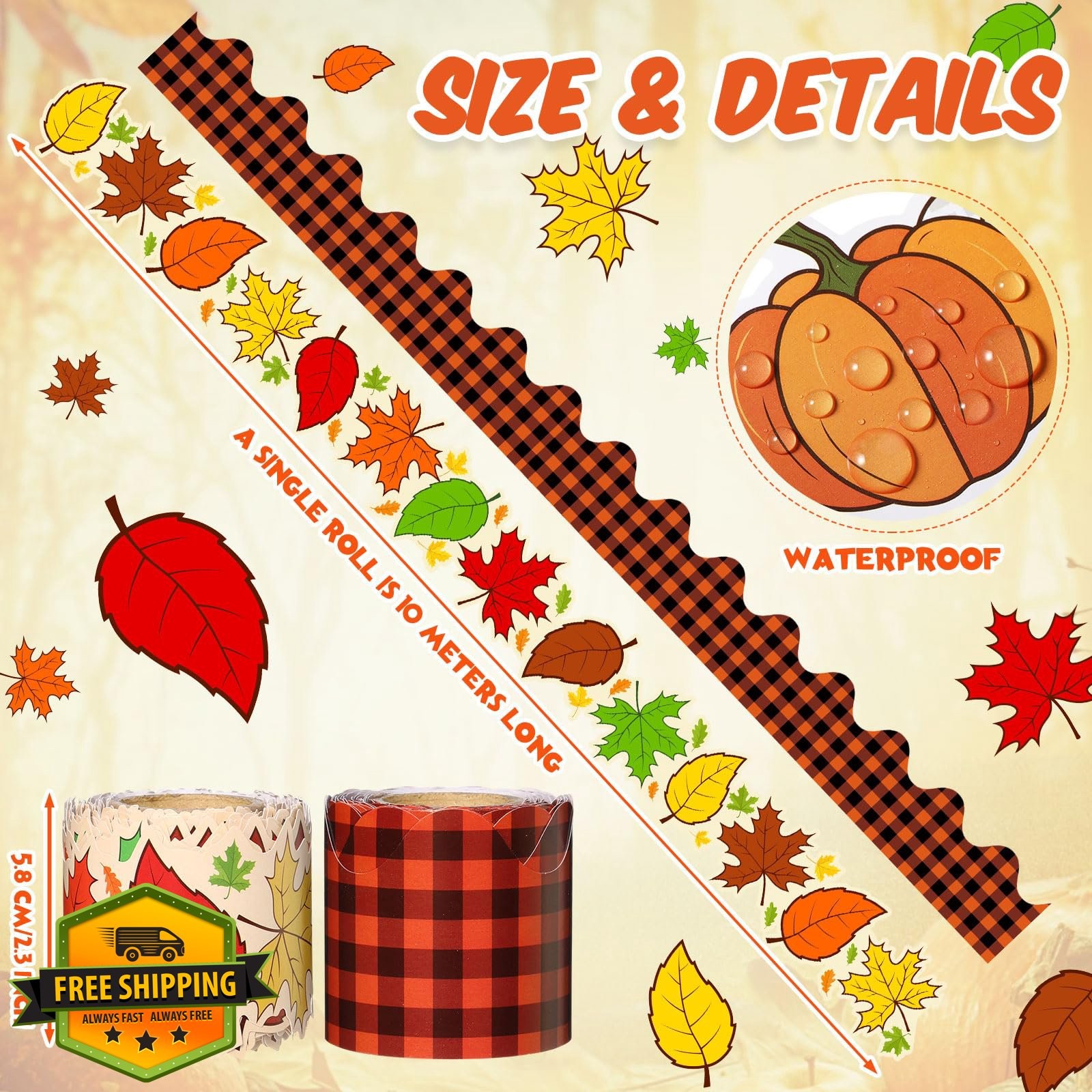 Trandraft 2 Rolls Thanksgiving Maple Leaf Bulletin Board Borders