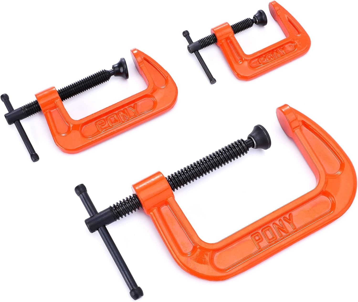 Versatile 3-Piece Malleable Iron Clamp Set - Comfort Handle & Rust-Free Design