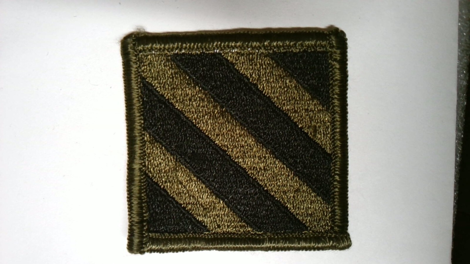 MILITARY PATCH 3RD INFANTRY DIVISION SUBDUED OD GREEN SEW ON COMBAT USED