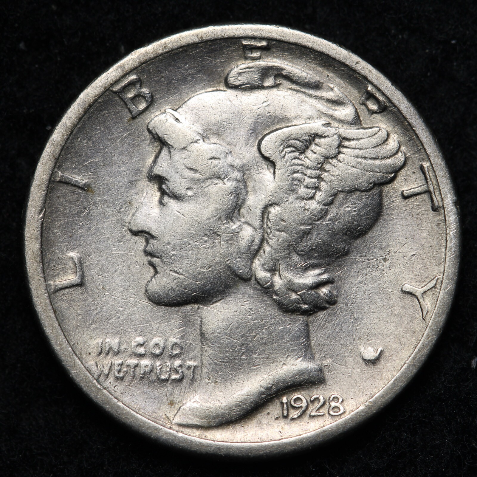 1928-S Mercury Silver Dime XF E317 WCN