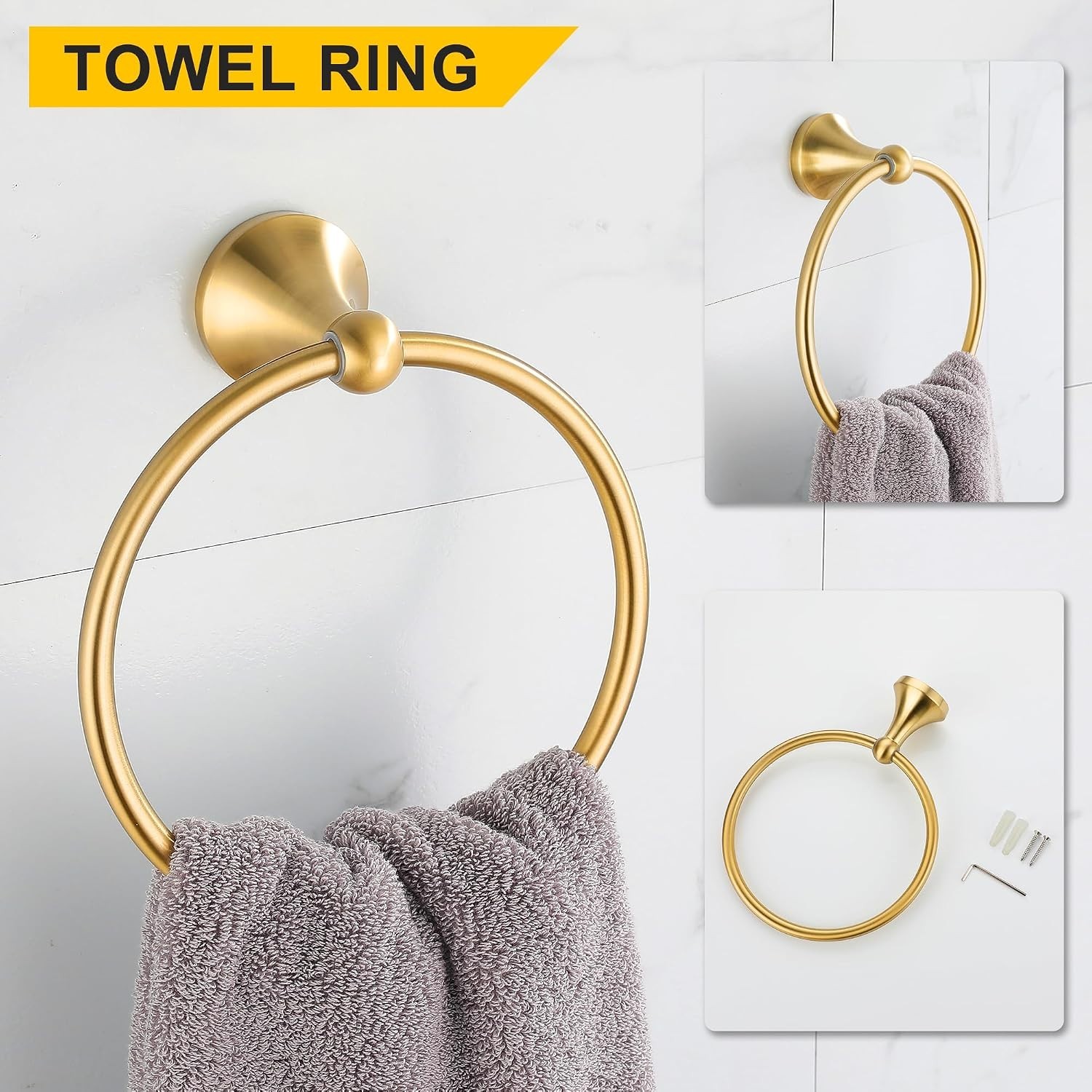 Modern Gold Bathroom Hardware Set - Brushed Finish, Rust Resistant Accessories