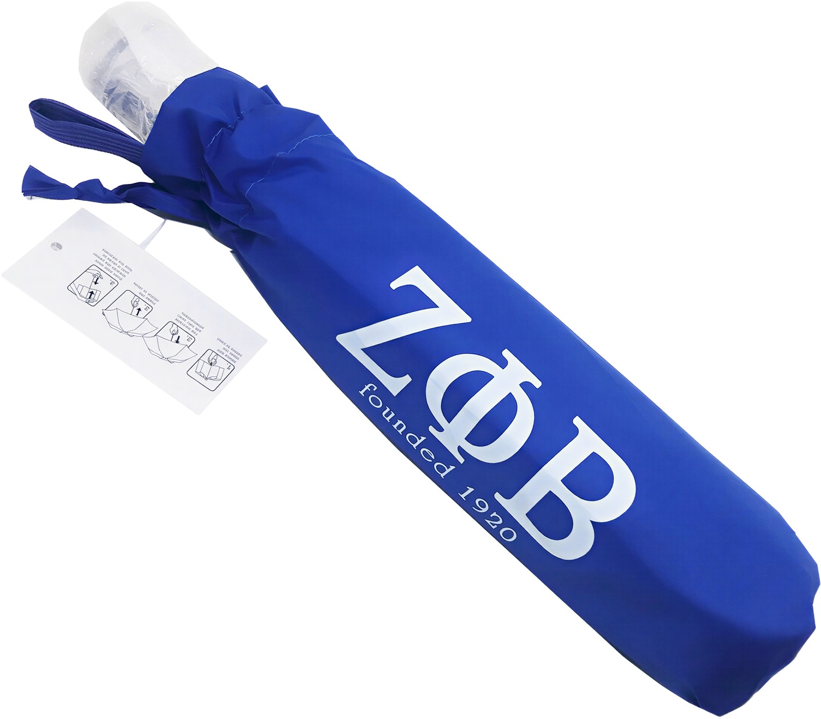 Zeta Phi/Φ Beta Vented Auto Open Compact Golf Umbrella [Blue/White]