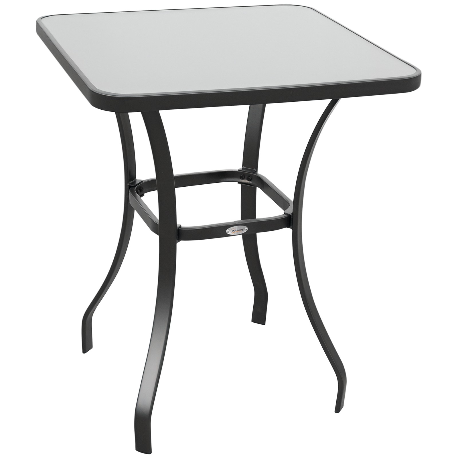 27" Outdoor Garden Bistro Table Dining Table Steel, Tempered Glass