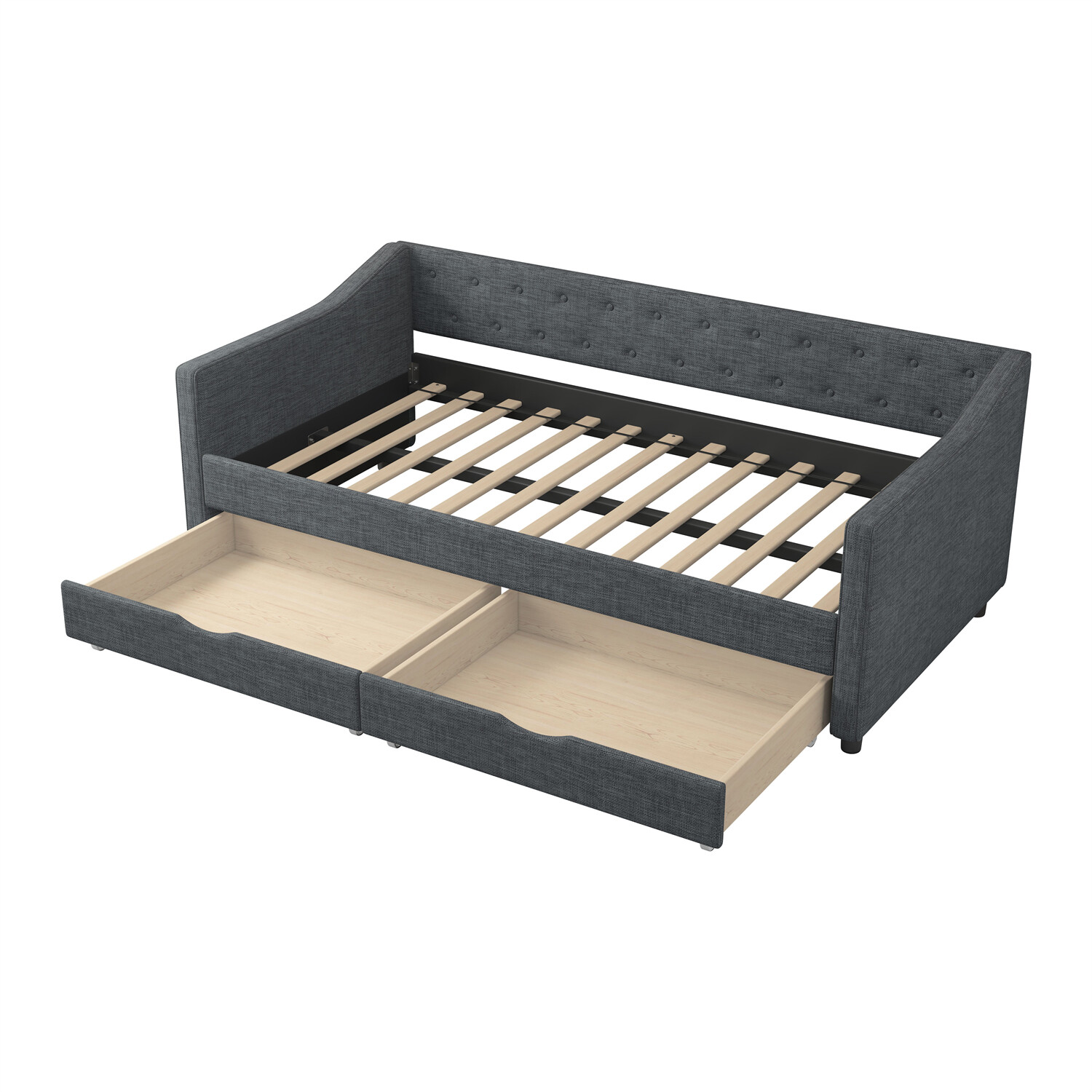 Twin Size Daybed Upholstered Bed Frame Sofa Bed with 2 Storage Drawers