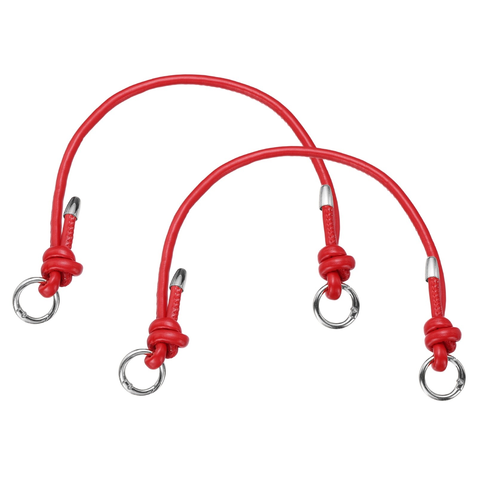 2Pcs Leather Purse Strap, 15.75 Inch PU Bag Handle, Red, Silver Buckle