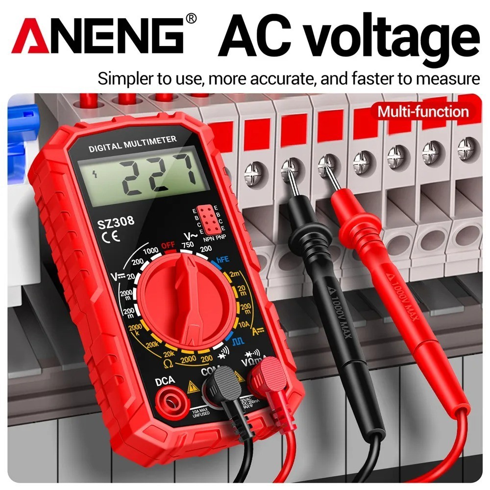Portable Digital Multimeter AC DC Voltage Current Ohm Volt Tester Meter Tool
