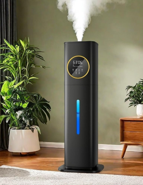 Humidificador Ultrasónico 8L con Difusor Luz Nocturna para Dormitorio Negro