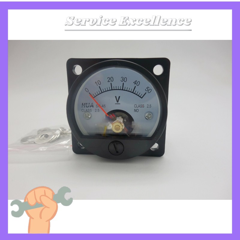 1X DC 0 - 50V Analog Voltmeter Analogue Voltage panel meter SO45 direct Connect
