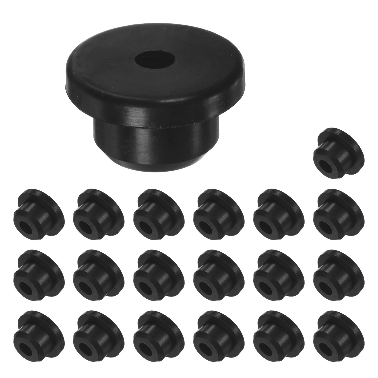 20-Pack 5/8 Inch Drill Hole, 1/4 Inch ID Silicone Rubber Grommets [Black]