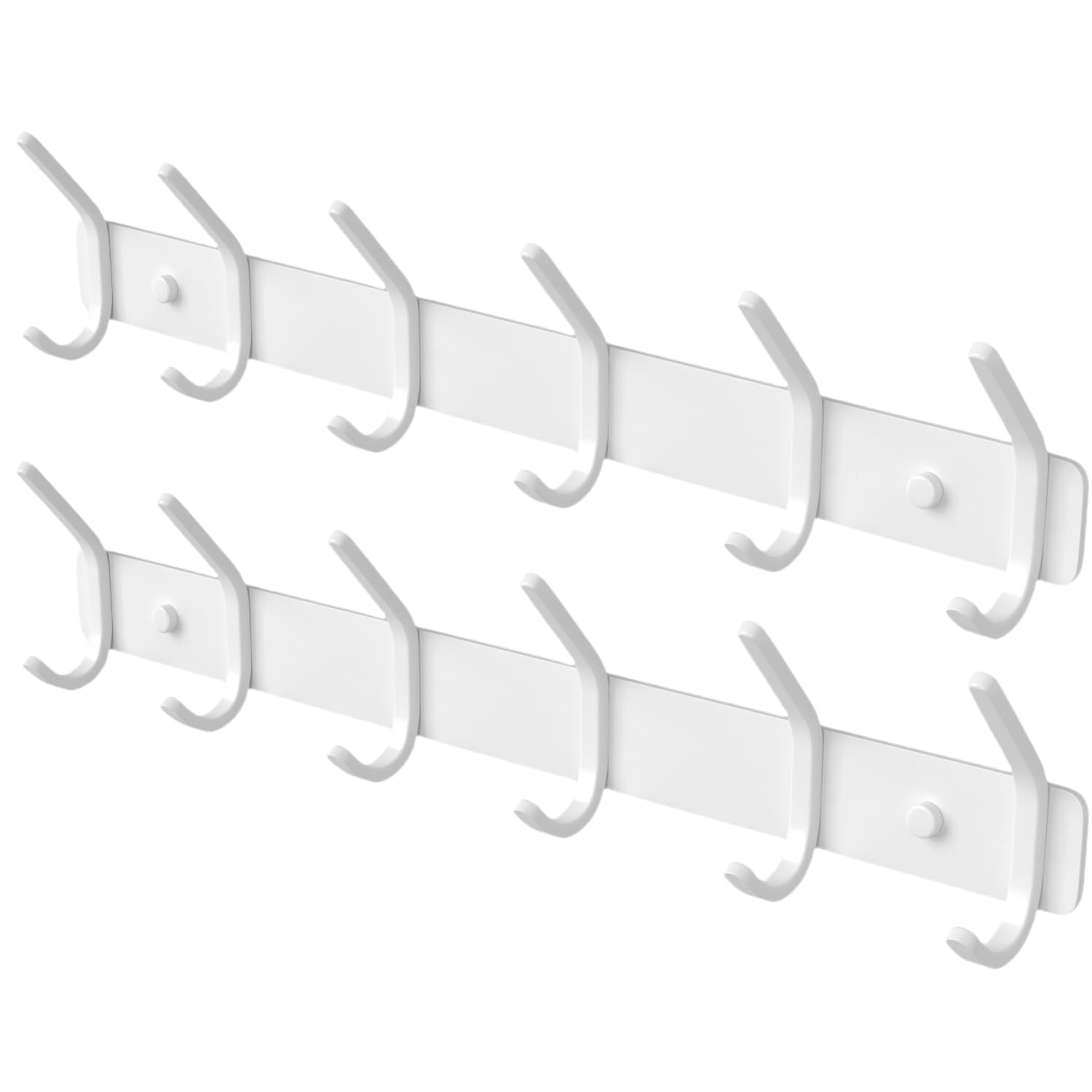 Coat Rack Wall Mount Hooks - 15 Inch Matte White Metal 6-Hook Organizer Wall ...