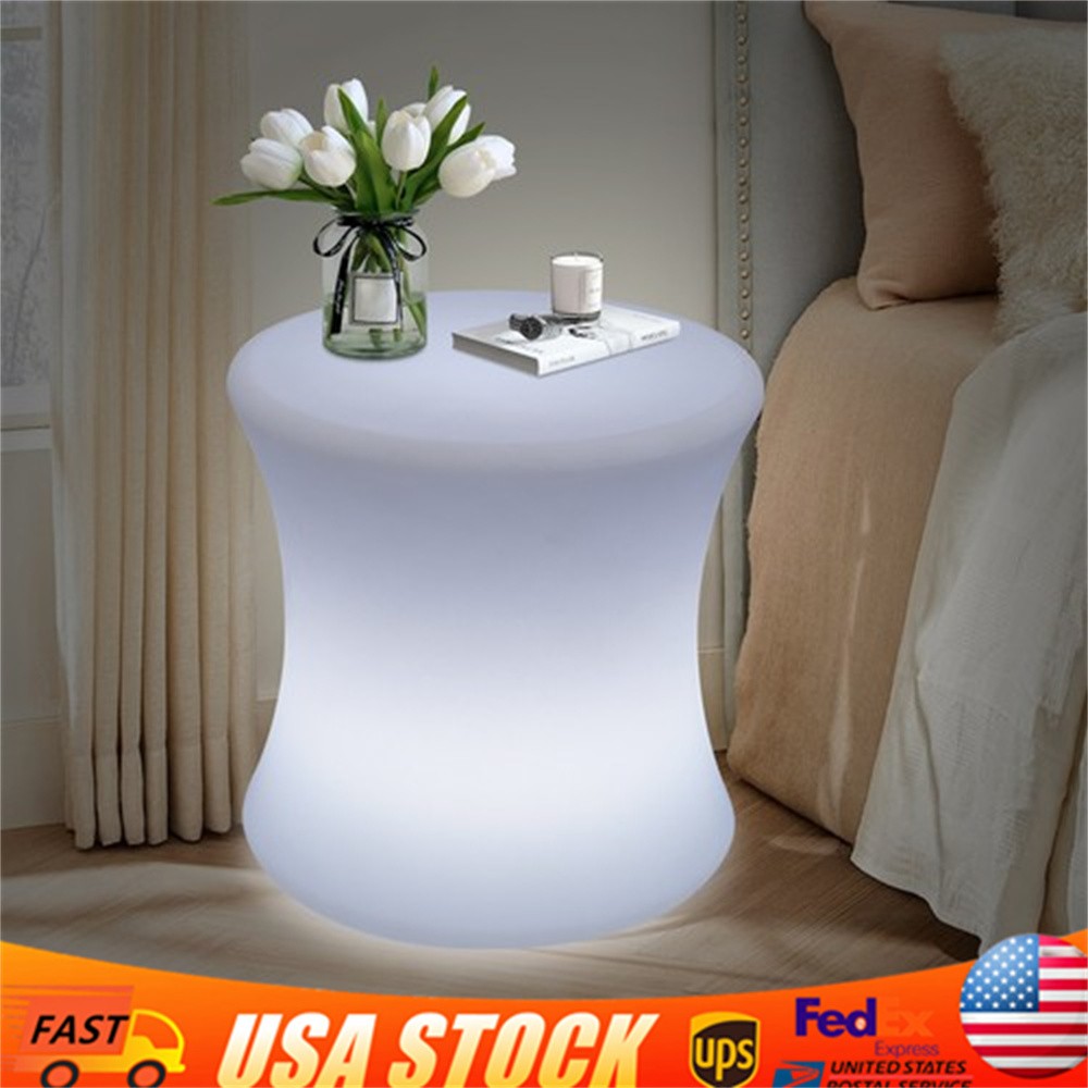16" LED Color Light Up Furniture Chairs Bar Stool Square Club Seat Waterproof+RC