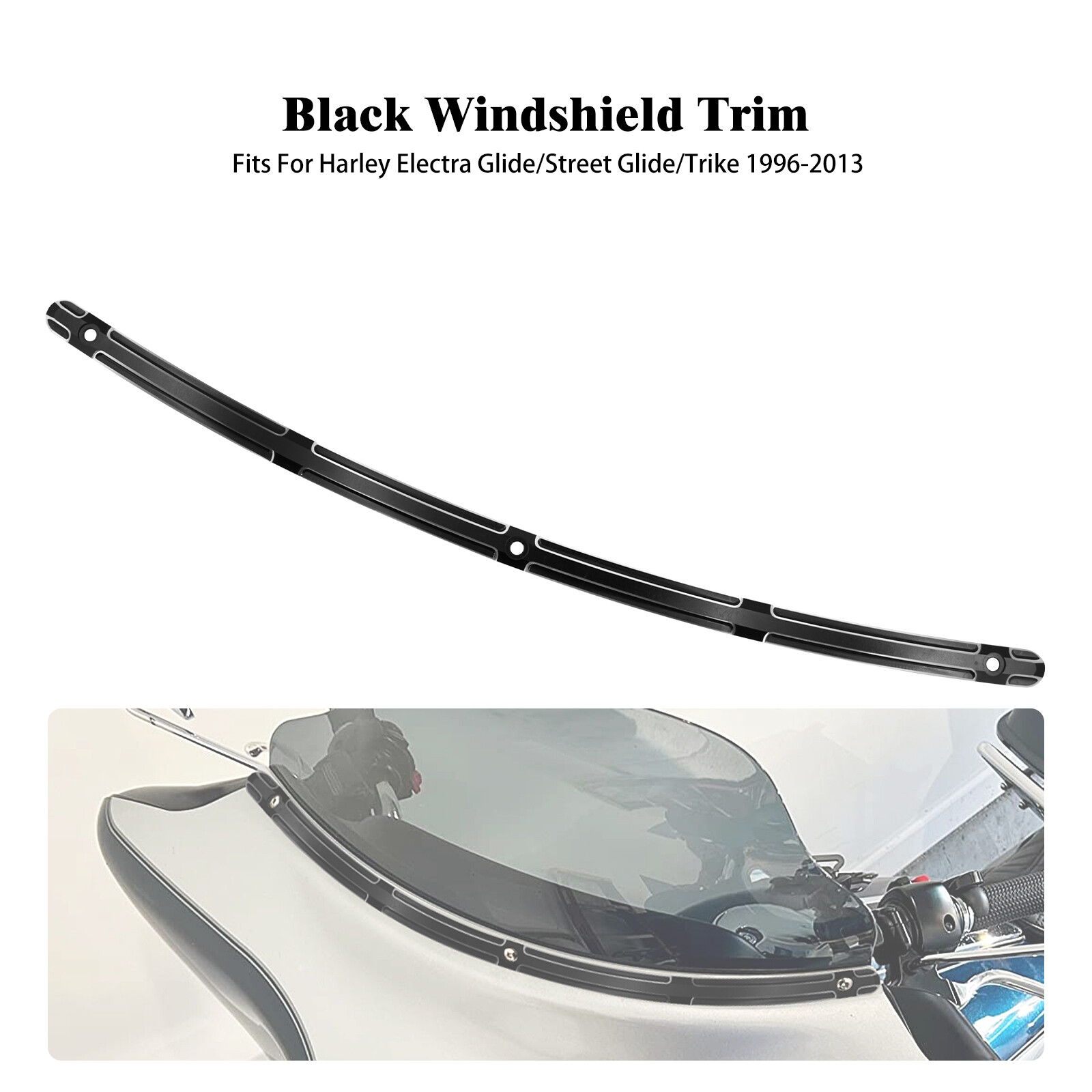 Fairing Windshield Trim Black CNC Mount Strip Fit For Harley Electra Glide 96-13