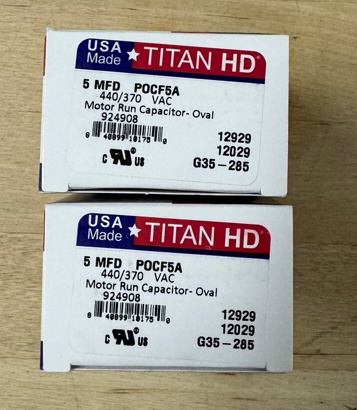 Titan HD POCF5A Motor Run Capacitor- Oval 5Mfd 440/370V - Qty 2