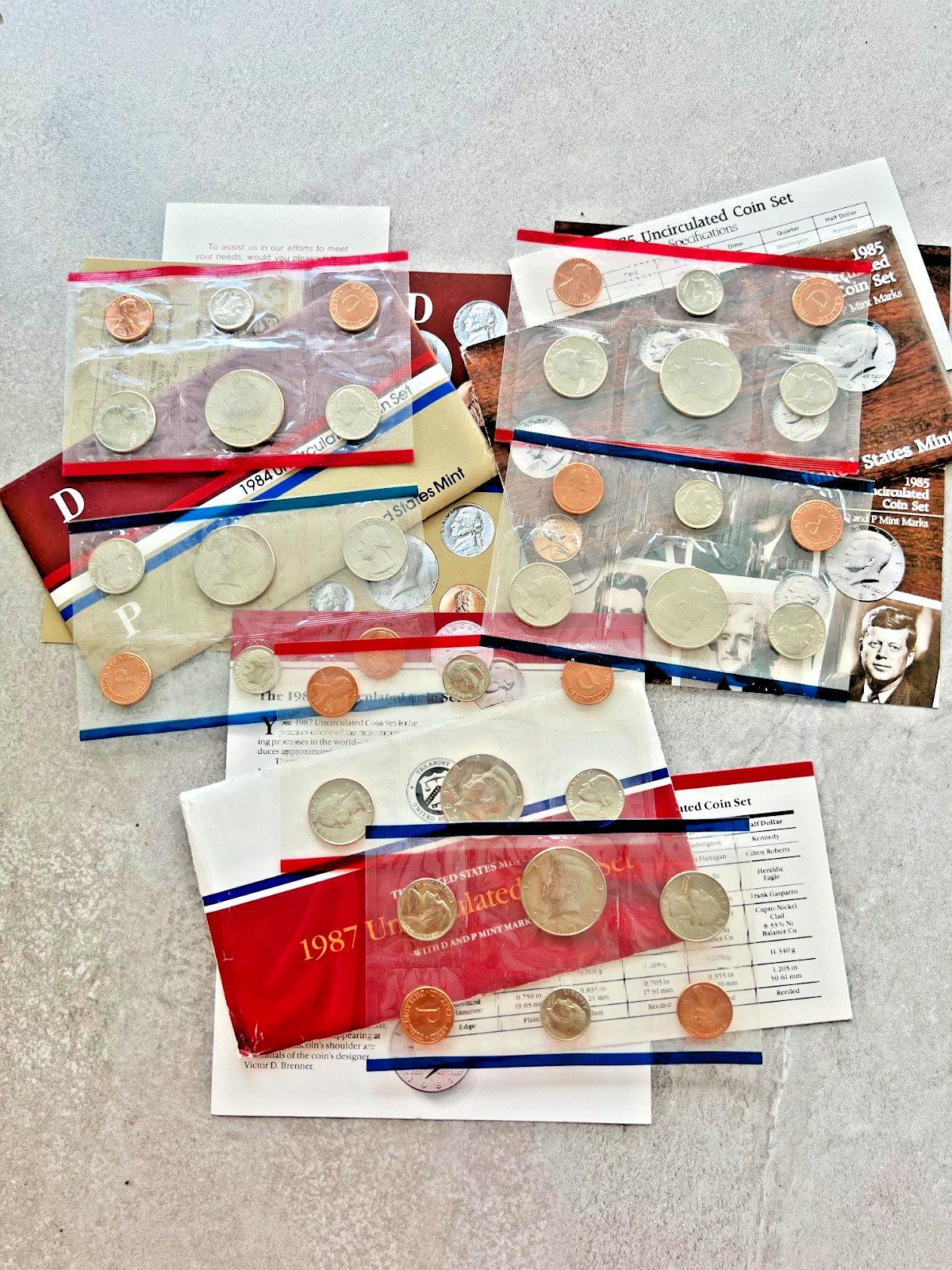 U.S Mint Uncirculated Coin 9 Sets 1980 - 1993 Original Packaging
