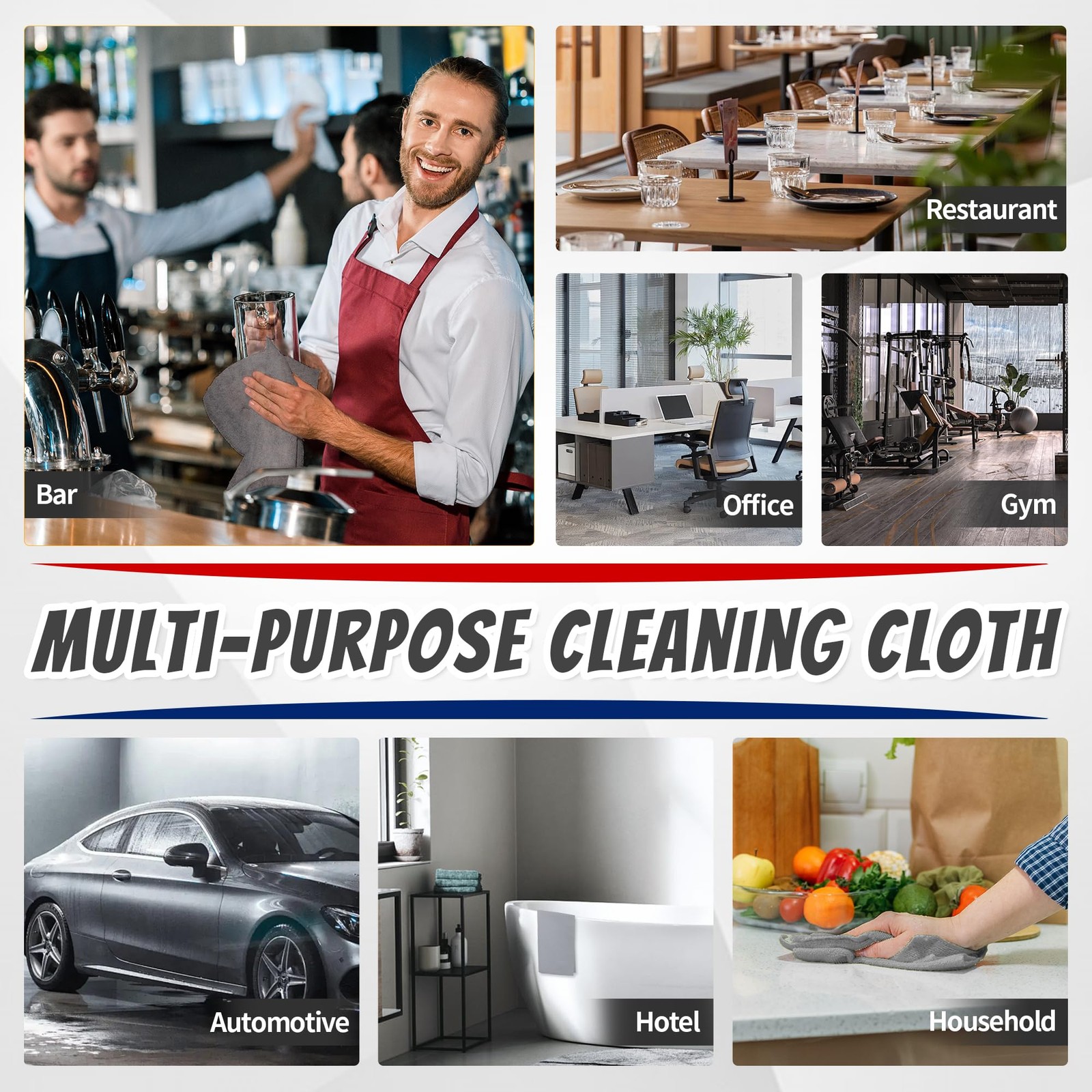 Shop Towels, Pack of 200, Grey Microfiber Cleaning Cloth Bulk, Microfiber Tow...