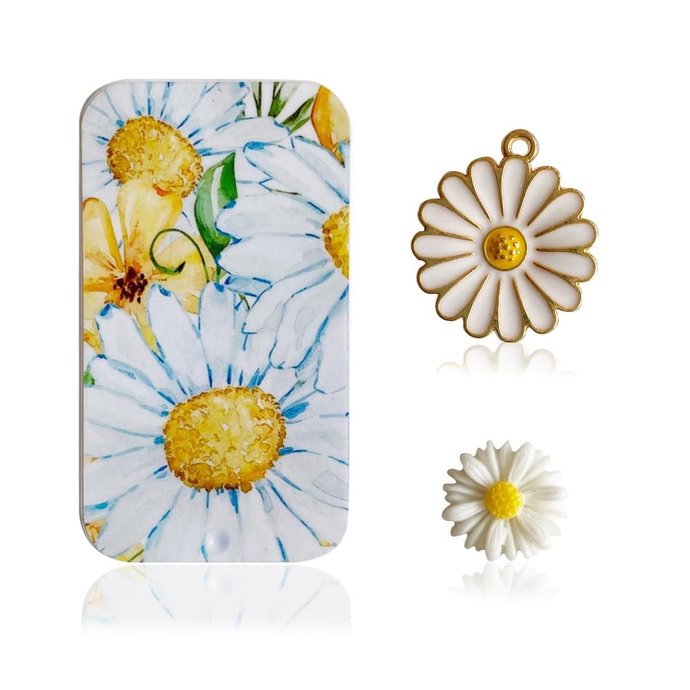Dasiy Magnetic Needle Case Sewing Storage Box and Floral Minder silver