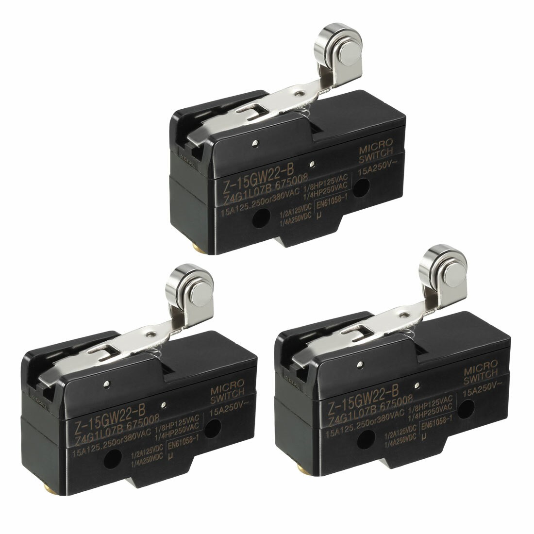 3PCS Z-15GW22-B 1NO + 1NC Hinge Roller Lever Micro Action Switches