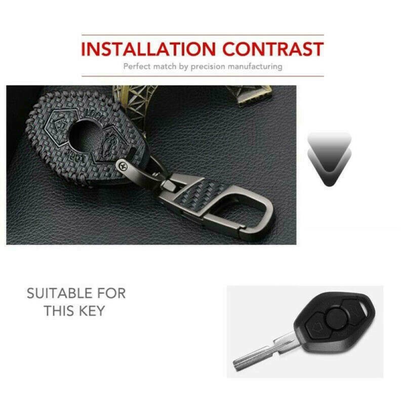 Carbon Leather Car Key Case For M3 E38 for e39 E53 E60 E61 E83 E85 E86 Black