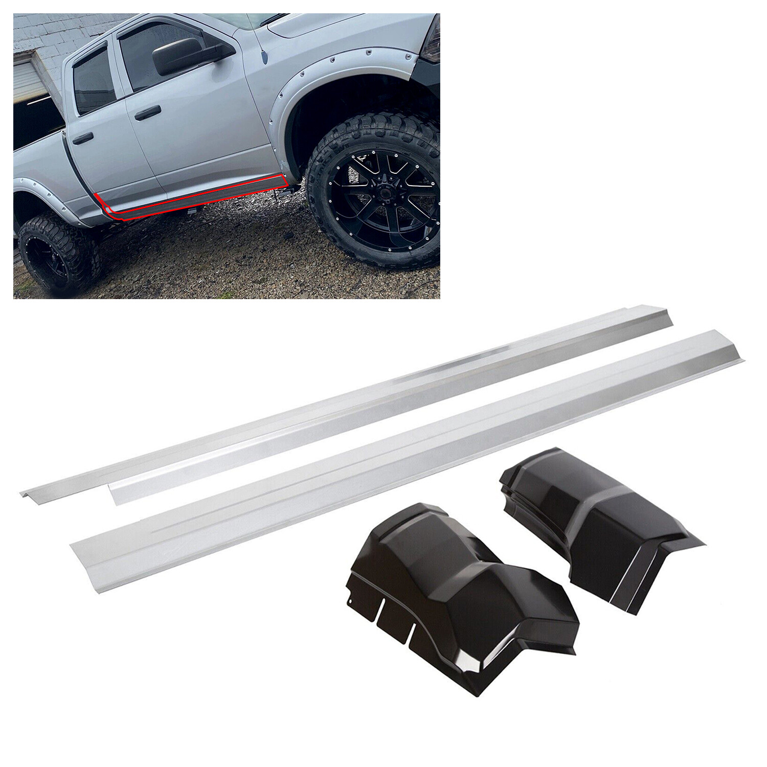 Rocker Panels Cab Corner For 09-18 Dodge Ram 1500 2500 3500  Extended & Quad Cab
