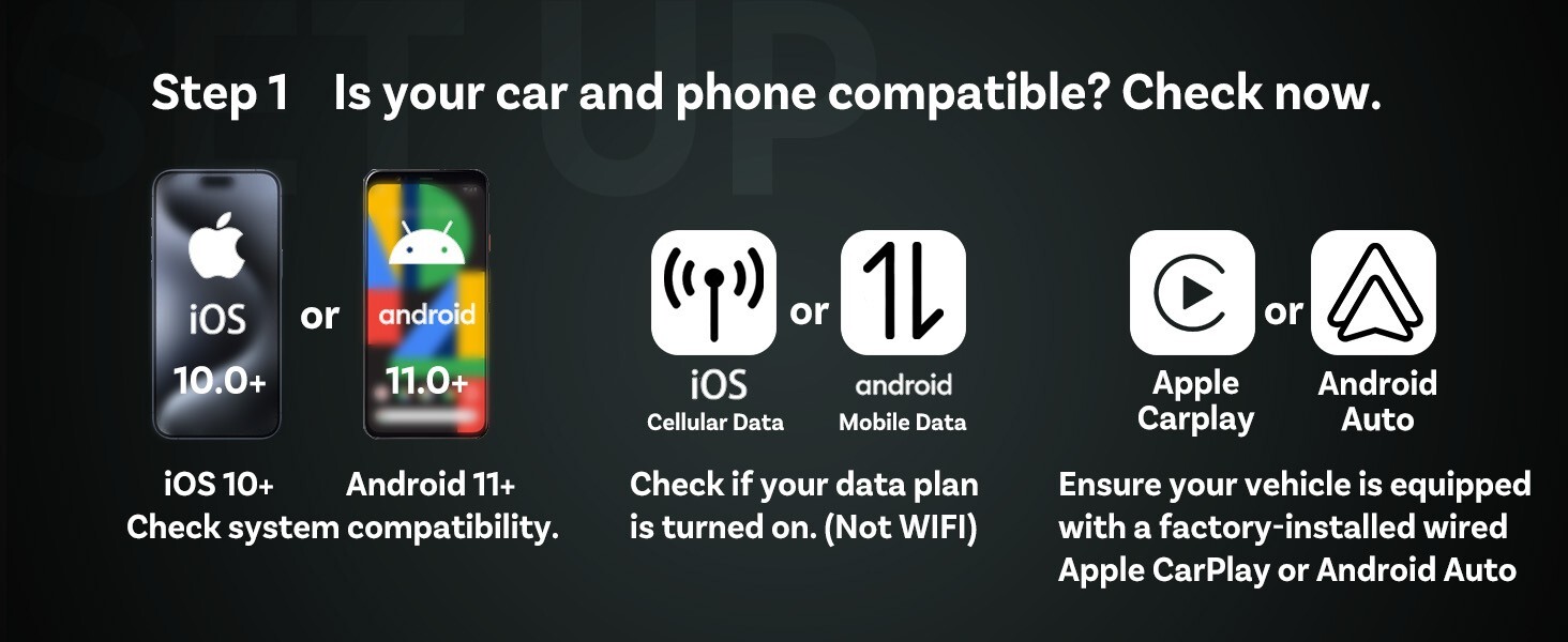 Ottocast Mini Wireless CarPlay+Android Auto Adapter w/Smart One-Click Button *US