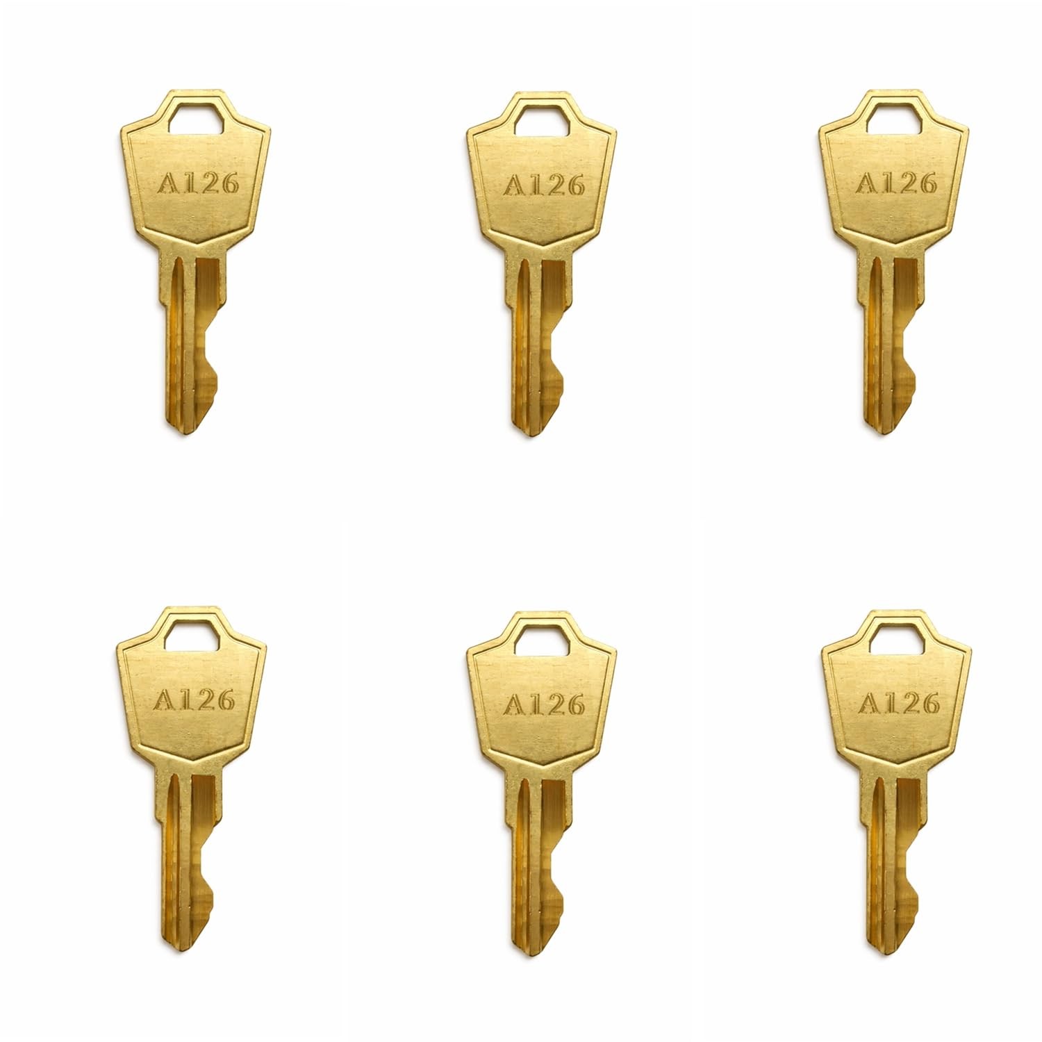 A126 Replacement Keys (6 Pack) for Fire Alarm Remote Panels and Linear Brass