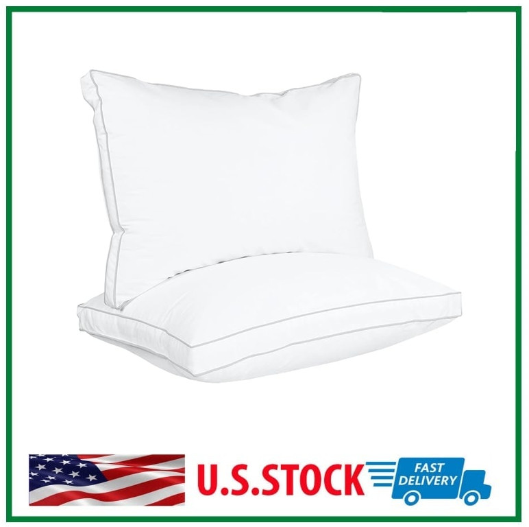Bed Pillows for Sleeping Queen Size White, Set of 2, Gusseted Pillow 26"L x 18"W