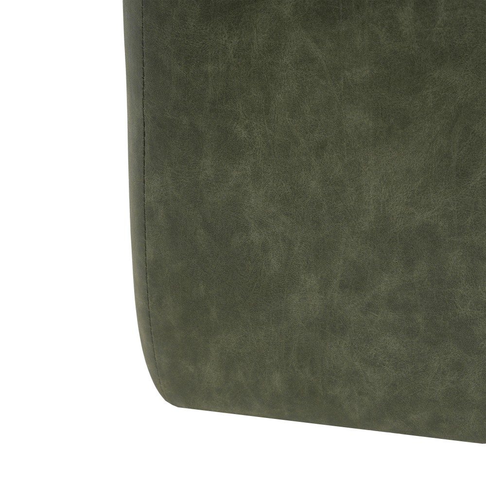 Upholstered Square PU Leather Ottoman,Black