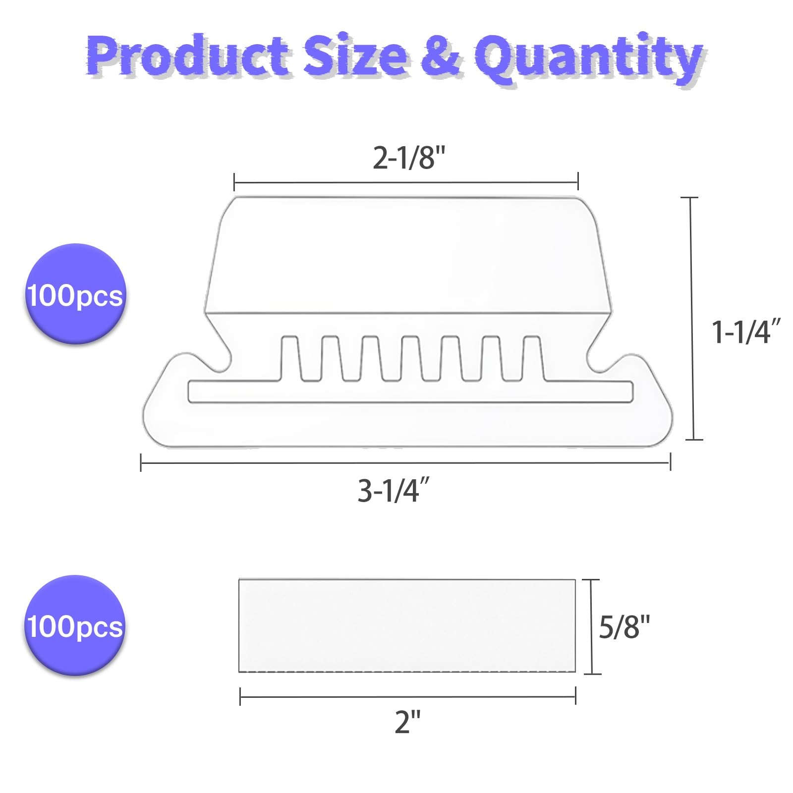 200 PCS Hanging File Folder Tabs Plastic Clear Inserts Organizer Office Desk