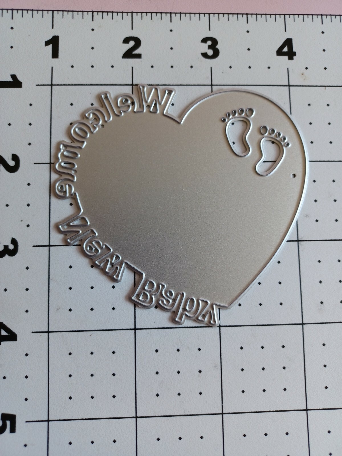 Universal Thin Metal Die Tool Welcome New Baby Shower Announcement footprint toe