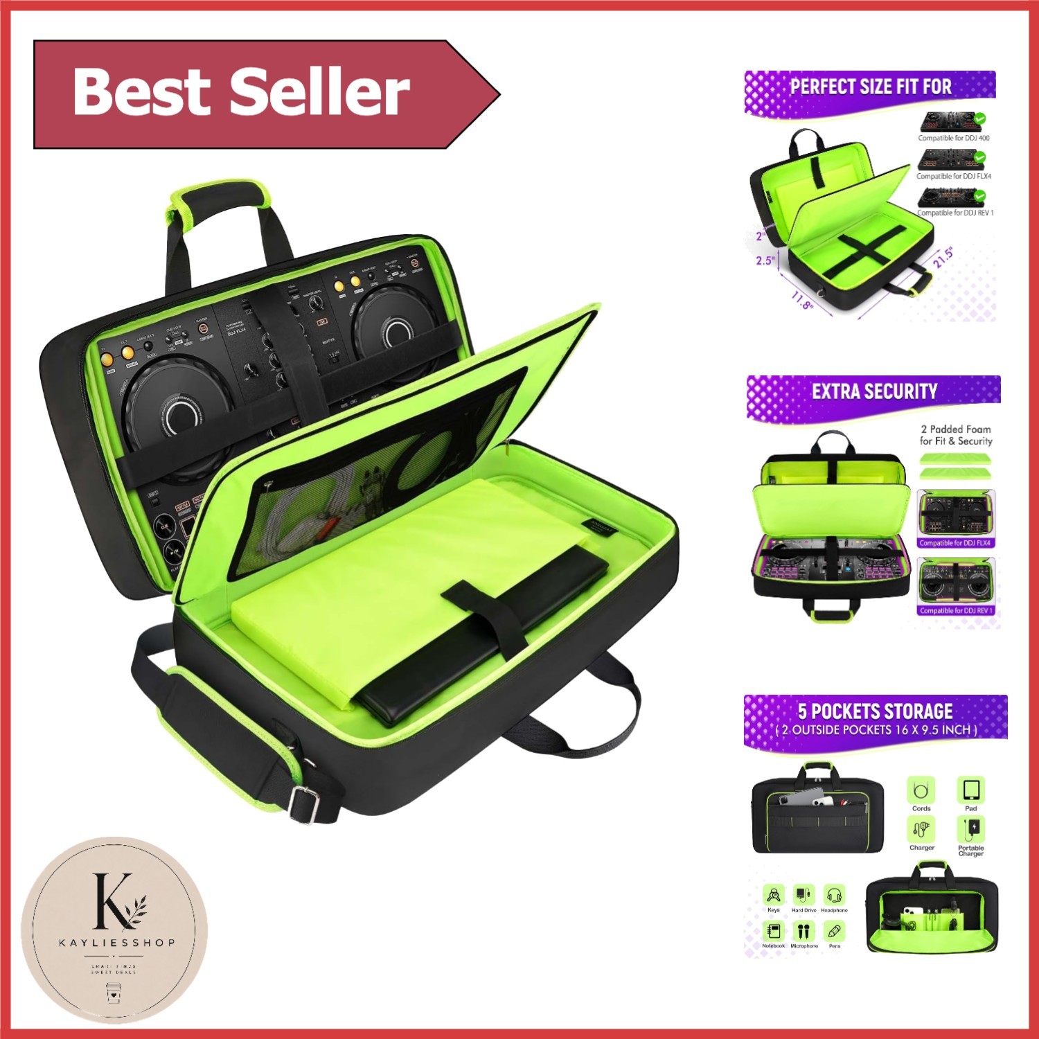 Compact DJ Controller Case with Shoulder Strap - Perfect for DDJ 400 & REV-1