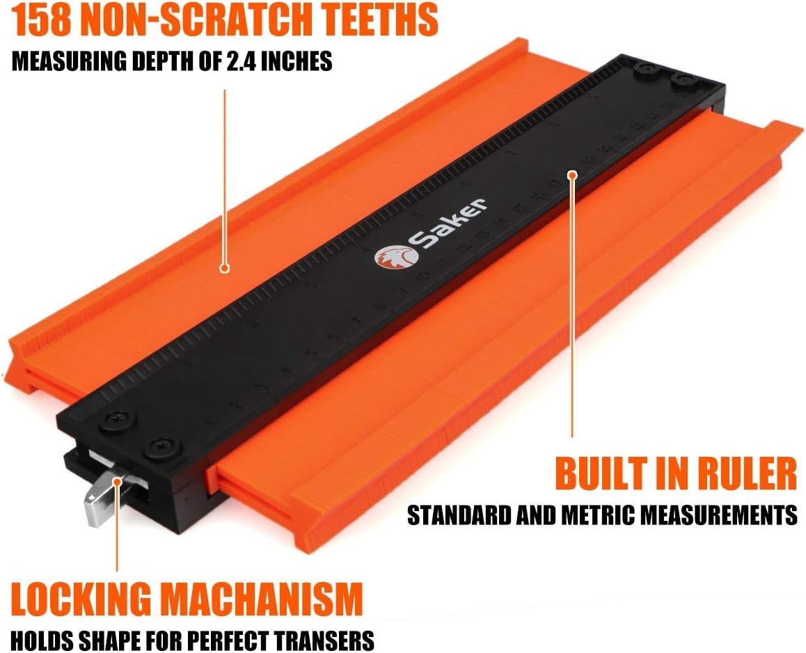 10 Inch Contour Gauge Tool with Adjustable Lock - Perfect for Precise Shape D...