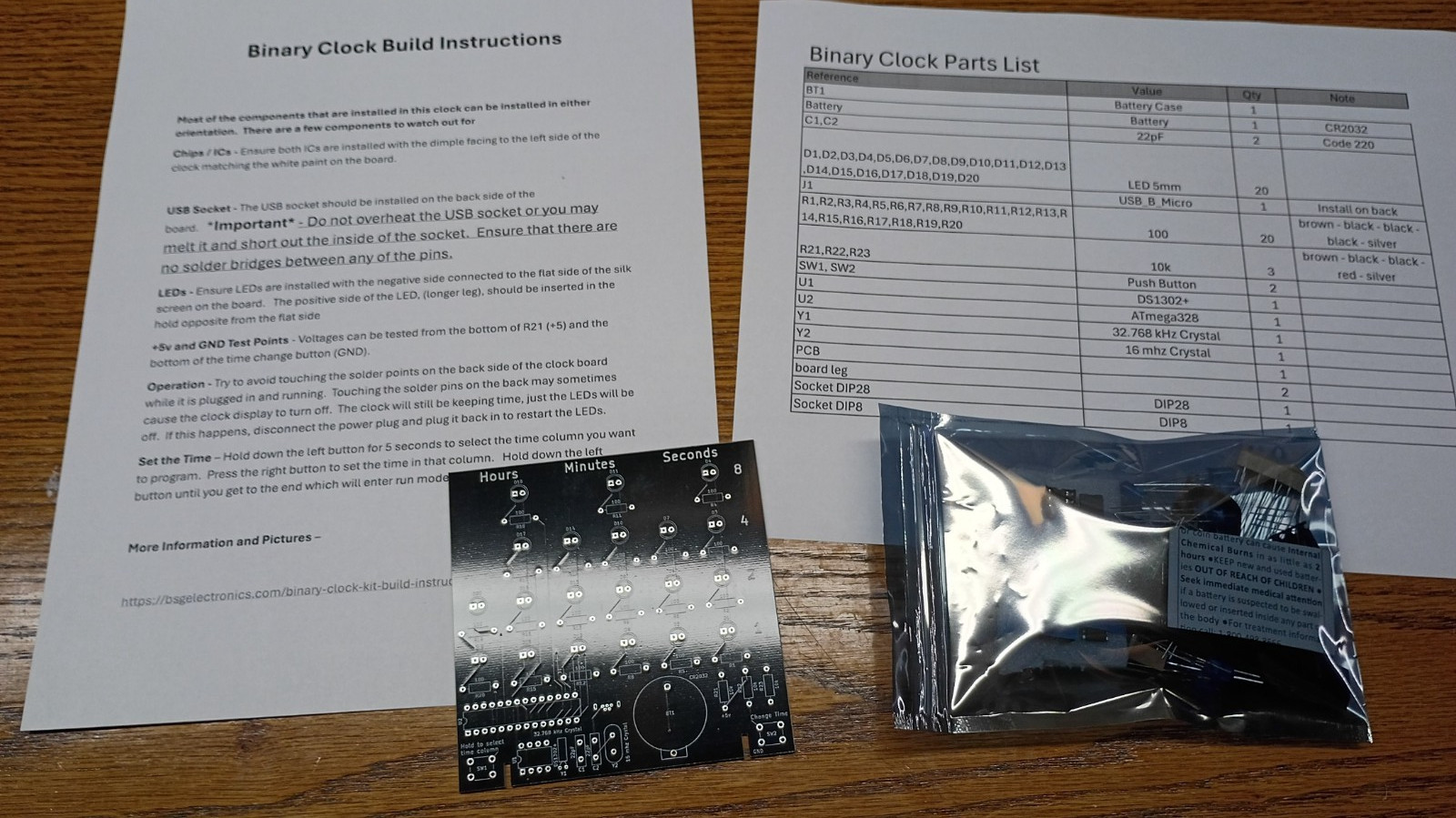 Binary Clock Kit DIY Solder Power of 2 Clock Black