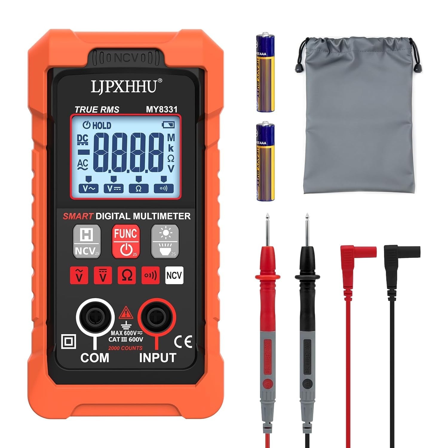 Digital Multimeter Volt Meter TRMS 4000 Counts Auto-Range NCV Voltage Multi T...