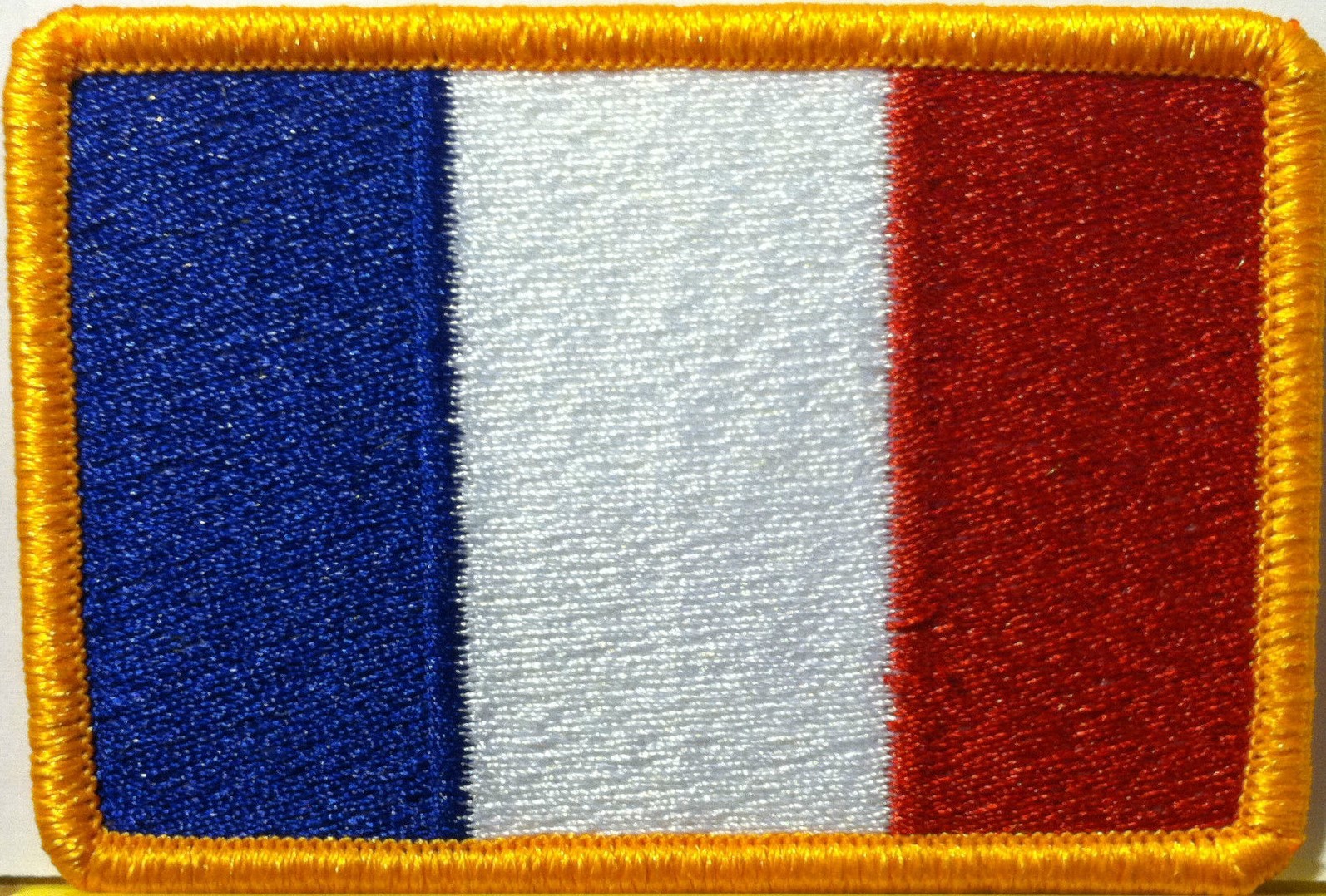 FRANCE Flag Embroidered Iron-On Patch Military Emblem Gold  Border