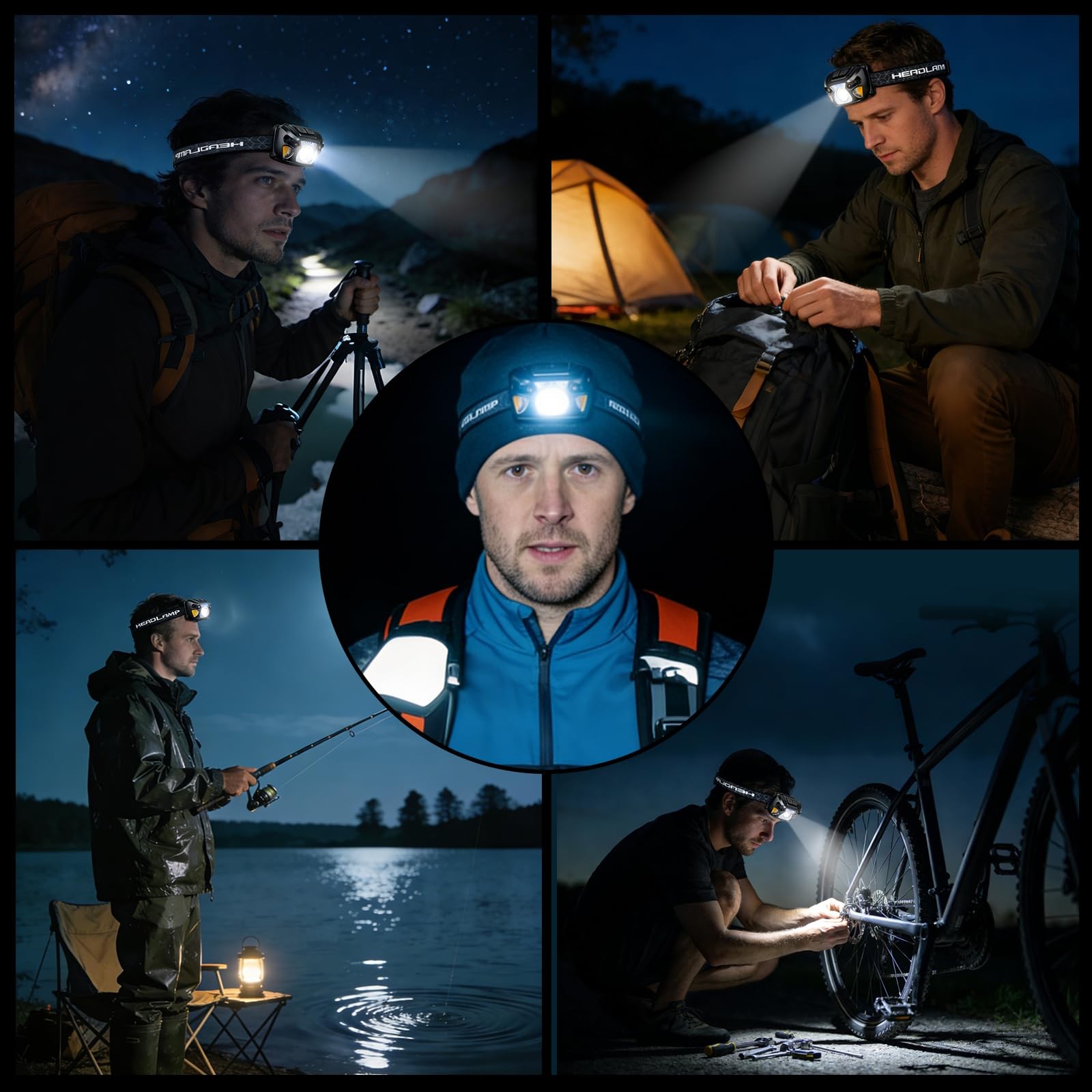 2 Sets High-End Comfortable Camping & Work Headlamp, Long Endurance Lighting ...
