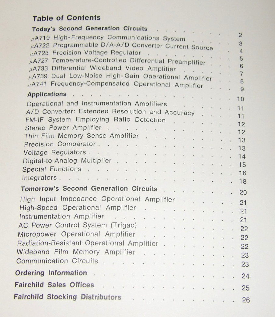 1968 FAIRCHILD SECOND GENERATION LINEAR INTEGRATED CIRCUITS BROCHURE/APPLICATION
