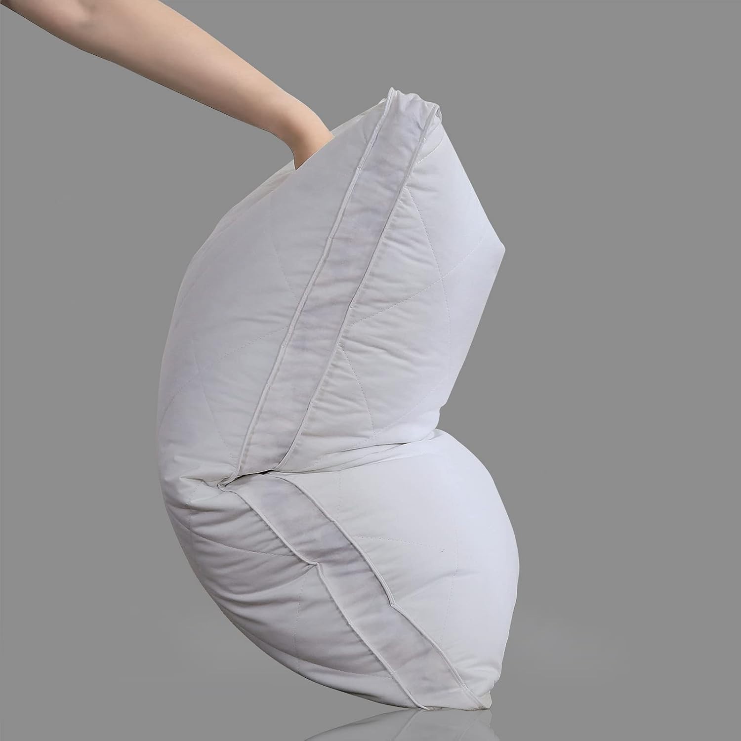 Pack of 1 White Goose Feather Polyester Bed Pillows Queen/Standard Size- Soft...