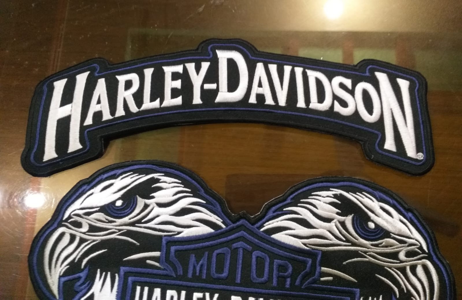 Harley Davidson Motorcycle 3-in-1 Double Eagle Patch Set Blue Embroidered