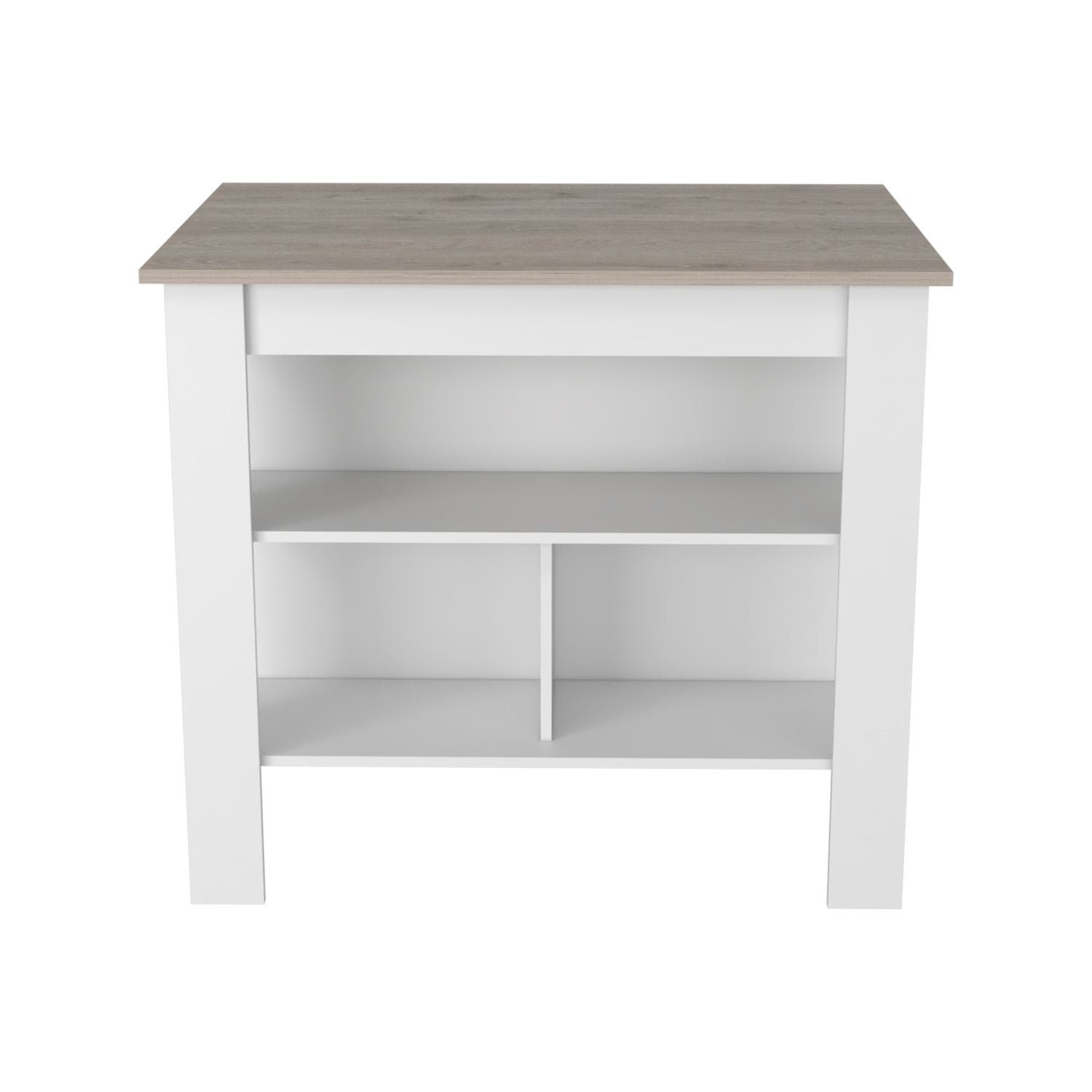 Kitchen Island, Kitchen Table 35" H, Three Open Storage Shelves