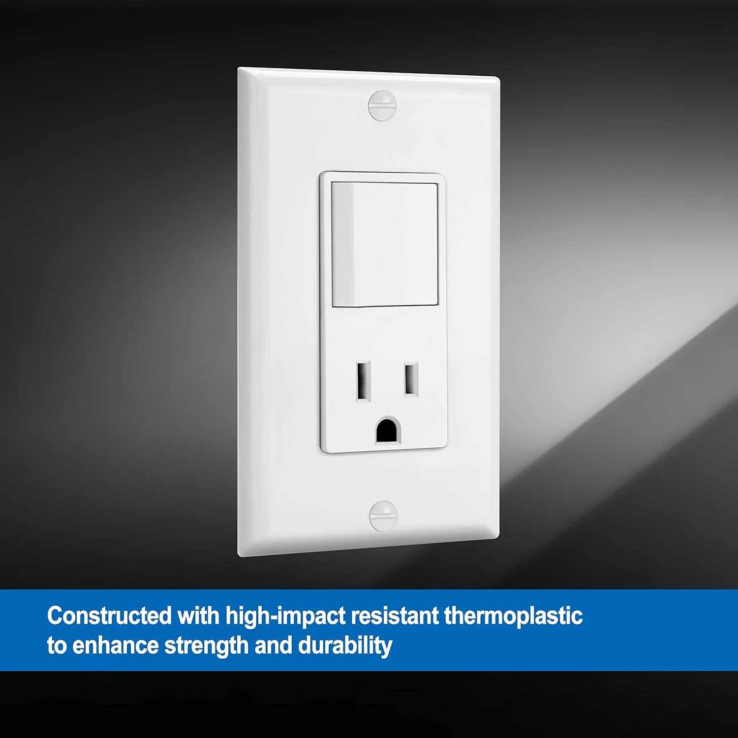 BESTTEN 10 Pack Combination Wall Light Switch and Decor Outlet, Single Pole Rock