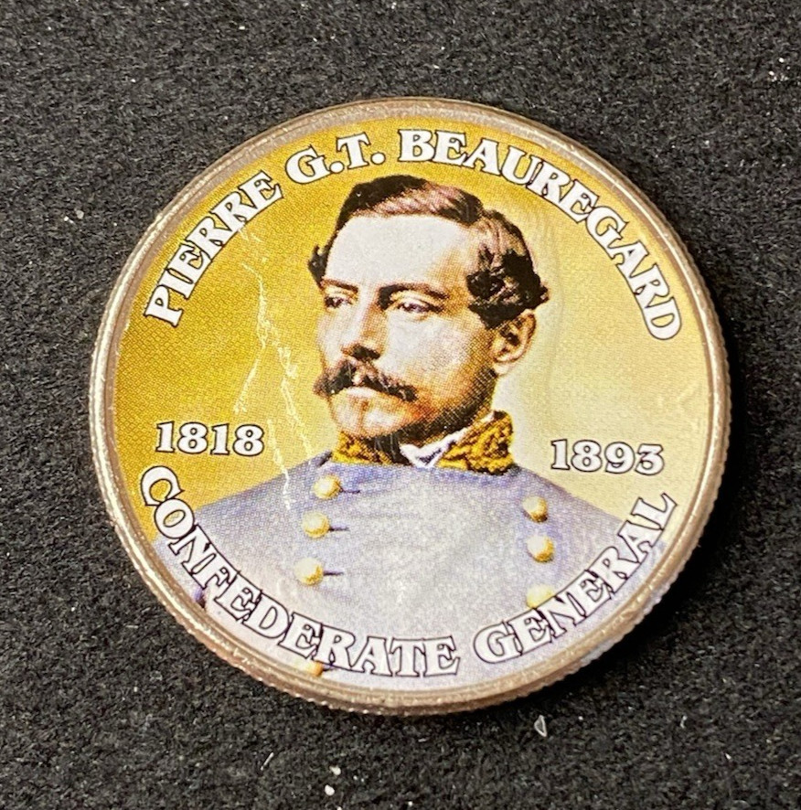 Colorized Kennedy Half Dollar Civil War Pierre G.T. Beauregard Free Shipping