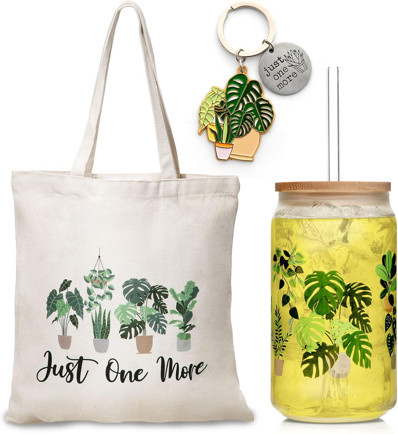 Plant Lover Gifts for Women, Plant Lady Tote Bag 16Oz Just One More Iced Coffee