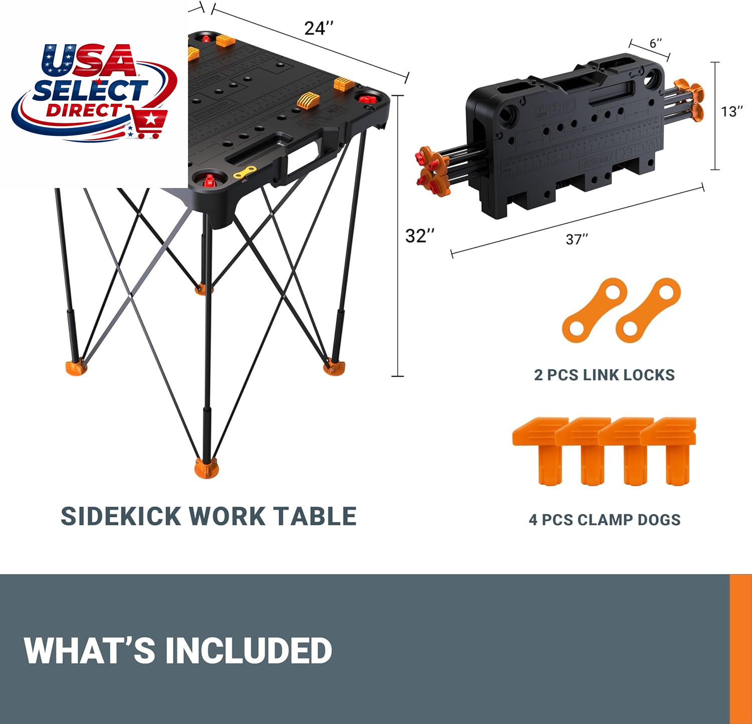 WX066 Sidekick Folding Work Table, Portable All-In-One Work Bench