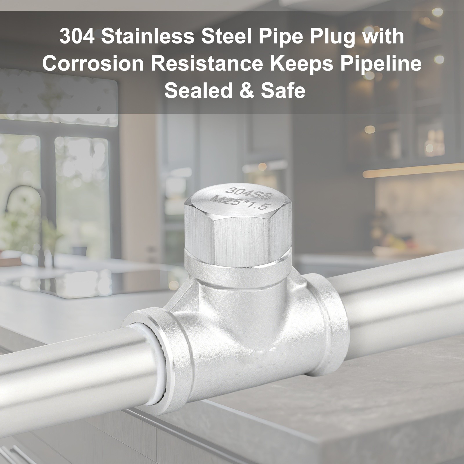 2-Pack Hex End Cap, M25*1.5 m Female Thread Pipe Fitting