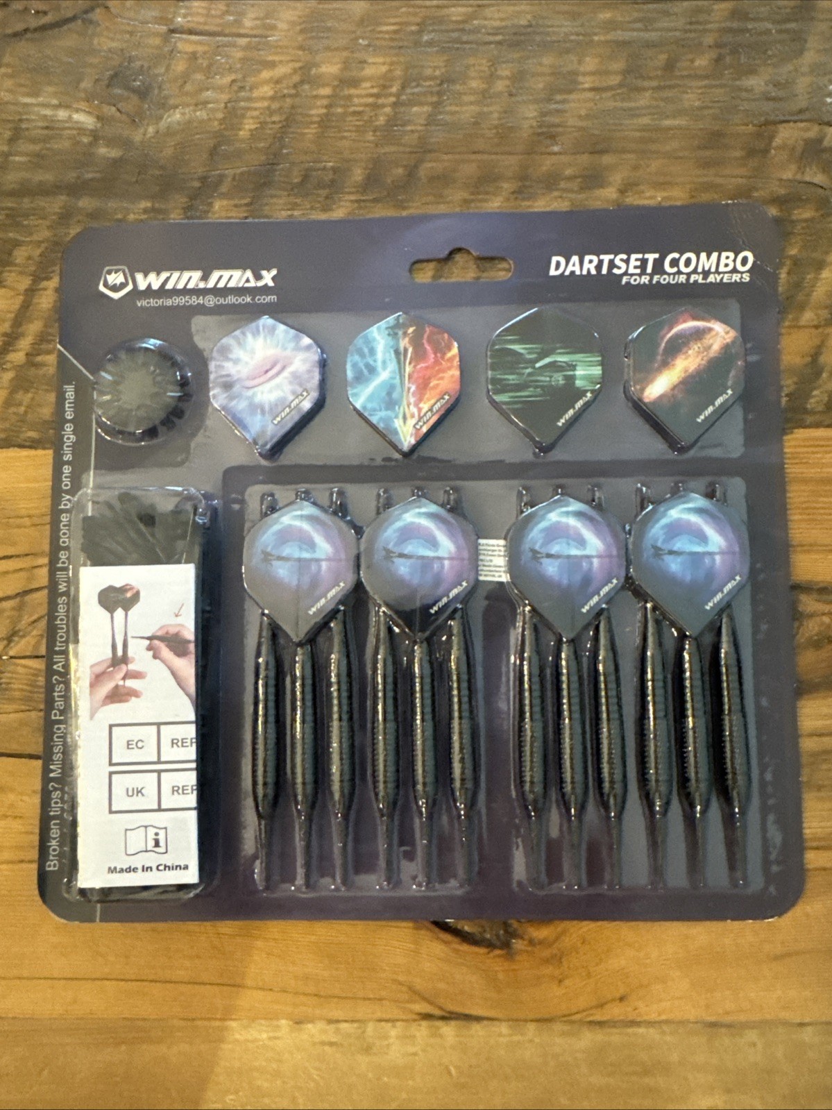 WIN.MAX Darts Plastic Soft Tip Set 12 Pcs 18 Gram with 100 Extra Tips NEW SEALED